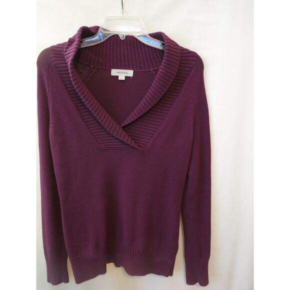 MERONA Sweater Pullover Size S Women's V Neck Cotton Blend Purple Casual - Picture 1 of 4